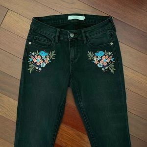 Embroidered Black Jeans